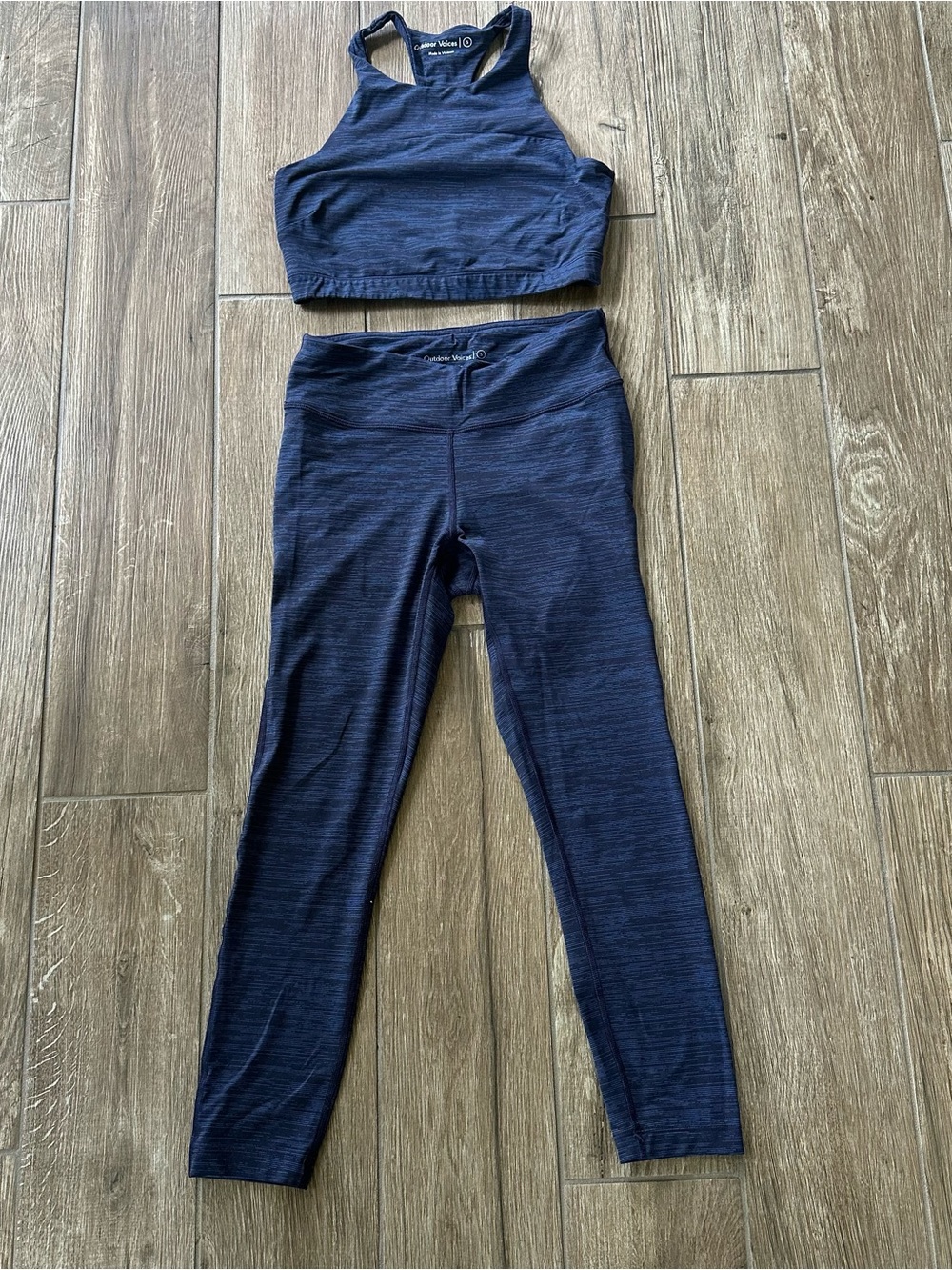 Outdoor Voices Navy Blue Athletic Crop Tank & Leggings Set size Small